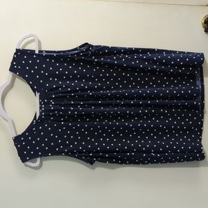 Navy top with white hearts